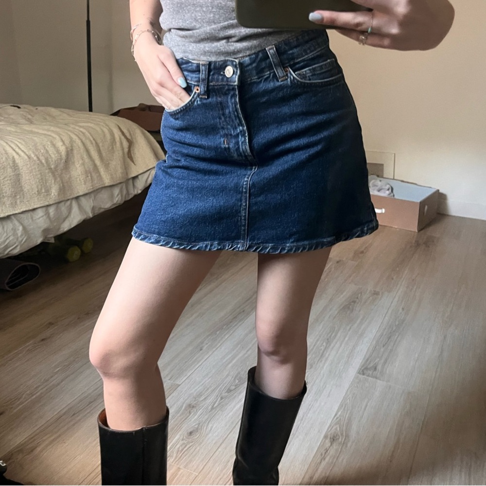 Reformation denim mini skirt